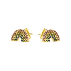 Pendientes de Plata de Ley 925 y Circonita Multicolor acabado en oro amarillo 18k - Nivart
