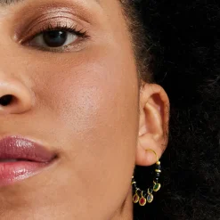 Pendientes de Plata de Ley 925 con Circonita Multicolor acabados en oro amarillo 18K - Vusak