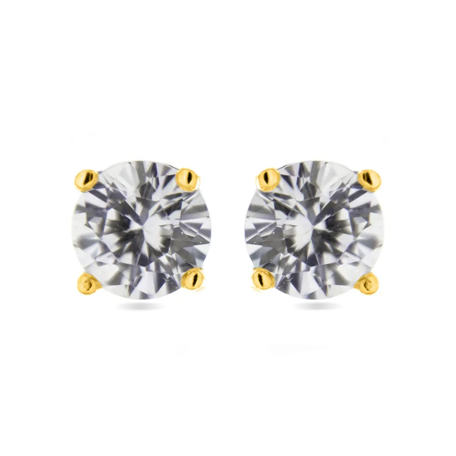 Pendientes De Plata De Ley 925 con Circonita Brillante acabado oro 18k - Básico