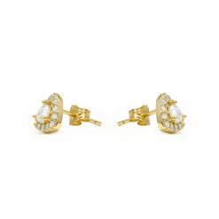 Pendientes de Plata de Ley 925 y Circonita Brillante acabado en oro amarillo 18k - Aldra