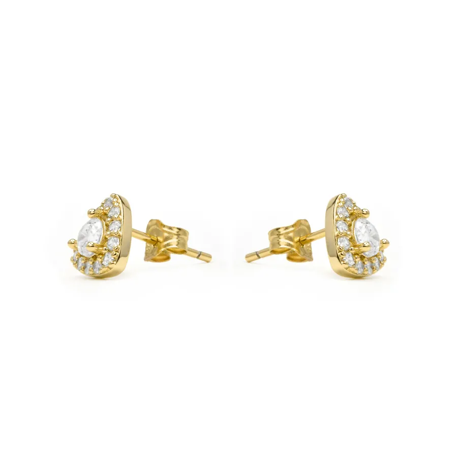Pendientes de Plata de Ley 925 y Circonita Brillante acabado en oro amarillo 18k - Aldra
