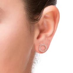 Pendientes de Plata de Ley 925 con Circonita Brillante acabados en oro rosa 18K - Thilak