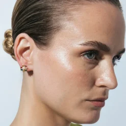 Pendientes de Plata de Ley 925 y Circonita Multicolor acabado en oro amarillo 18k - Bosul