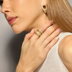 Pendientes de Plata de Ley 925 y Circonita Brillante acabado oro amarillo de 18k - Kurpip