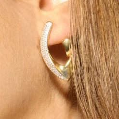 Pendientes de Plata de Ley 925 y Circonita Brillante acabado oro amarillo de 18k - Kurpip