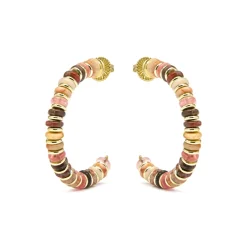 Pendientes de Plata de Ley 925 y Agata Multicolor acabado oro amarillo de 18k Umex