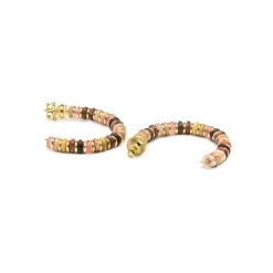 Pendientes de Plata de Ley 925 y Agata Multicolor acabado oro amarillo de 18k Umex
