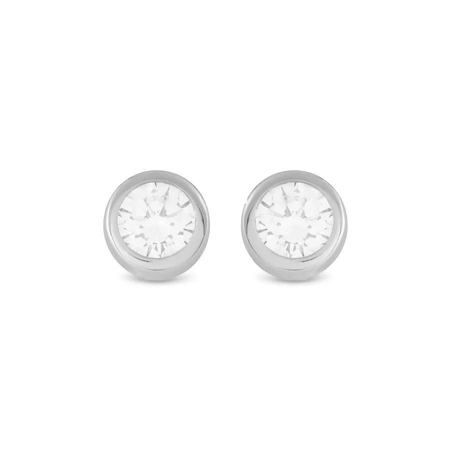 Pendientes de Plata de Ley 925 de 7mm con Circonita Brillante acabados en rodio - Imrak