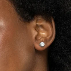 Pendientes de Plata de Ley 925 de 7mm con Circonita Brillante acabados en rodio - Imrak