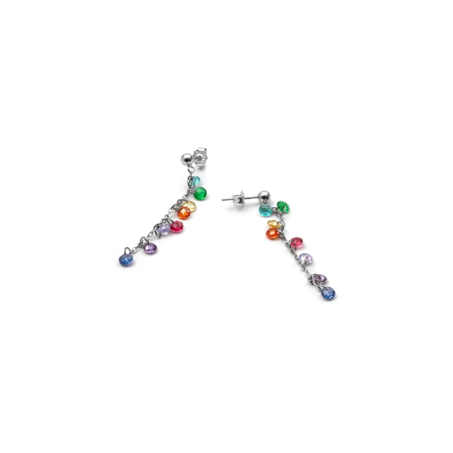 Pendientes de Plata de Ley 925 y Circonita Multicolor acabado en rodio - Diham