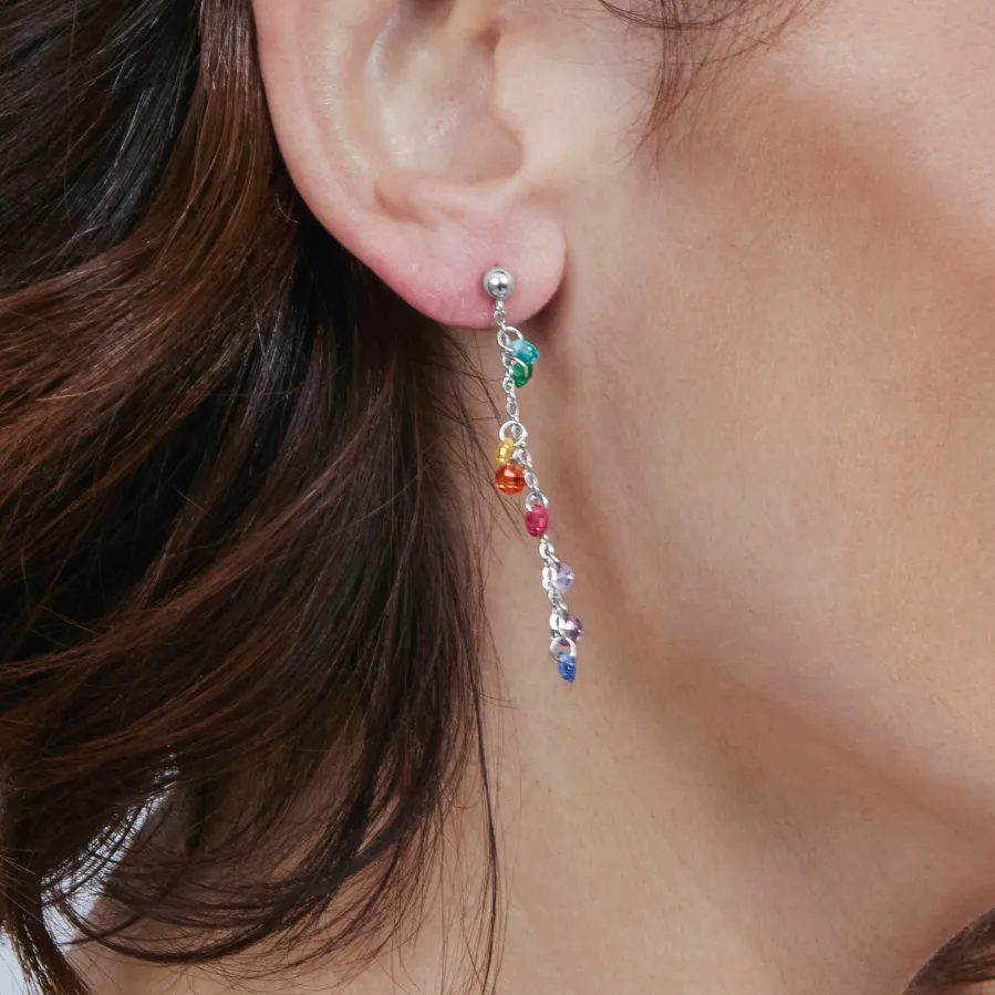 Pendientes de Plata de Ley 925 y Circonita Multicolor acabado en rodio - Diham