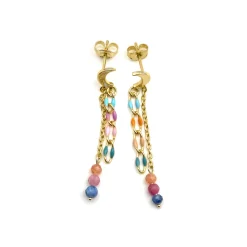 Pendientes de Plata de Ley 925 y Cristal Multicolor acabado oro 18k - Liesi