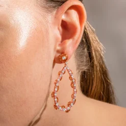 Pendientes de Plata de Ley 925 y Circonita Multicolor Acabado En Oro Rosa 18K - Wade