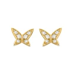 Pendientes de Plata de Ley 925 con Circonita Brillante acabados en oro amarillo 18K - Mariposa