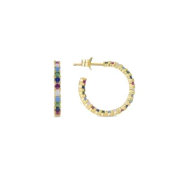 Pendientes de Plata de Ley 925 con Circonita Multicolor acabados en oro amarillo 18K - Azarlo