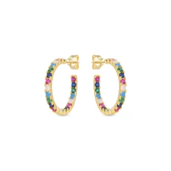 Pendientes de Plata de Ley 925 con Circonita Multicolor acabados en oro amarillo 18K - Azarlo