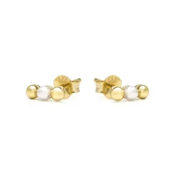 Pendientes de Plata de Ley 925 y Perla Blanca acabado en oro amarillo 18k - Zalex