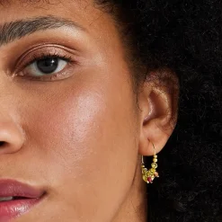 Pendientes de Plata de Ley 925 con Cristal Multicolor acabados en oro amarillo 18K - Akrul
