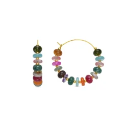 Pendientes de Plata de Ley 925 y Agata Multicolor acabado oro amarillo de 18k - Laha
