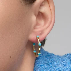 Pendientes de Plata de Ley 925 y Turquesa acabado oro amarillo de 18k Grukma
