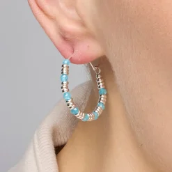 Pendientes de Plata de Ley 925 y Circonita Aguamarina acabado rodio - Deli