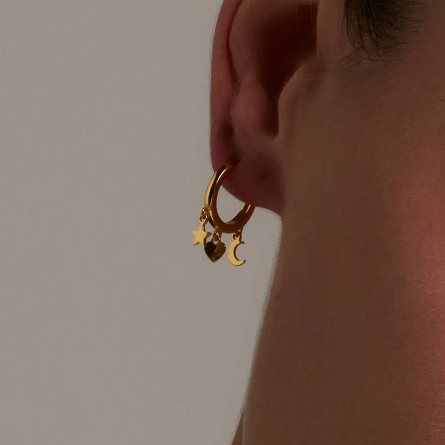 Pendientes de Plata de Ley 925 acabados en oro amarillo 18K - Zaccus