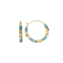 Pendientes de Plata de Ley 925 con Turquesa acabados en oro amarillo 18K - Ihun