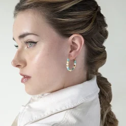 Pendientes de Plata de Ley 925 con Turquesa acabados en oro amarillo 18K - Ihun