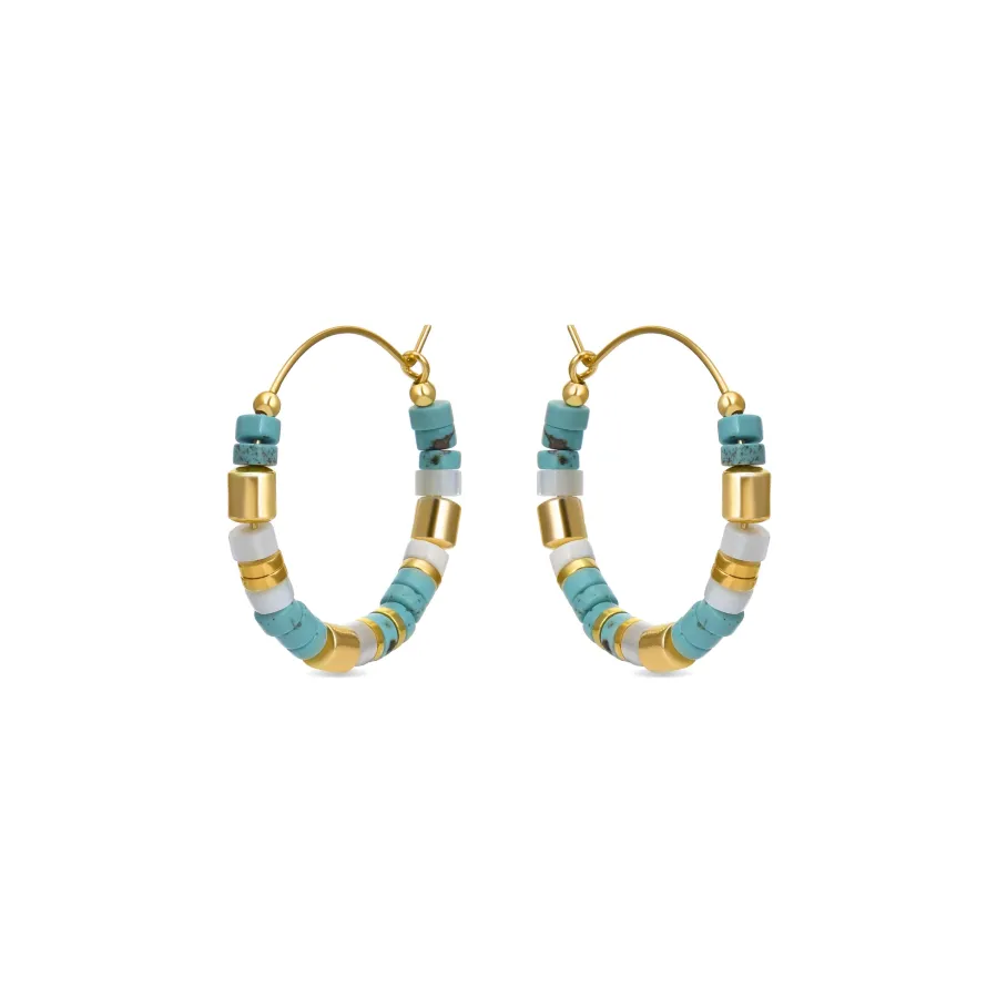 Pendientes de Plata de Ley 925 con Turquesa acabados en oro amarillo 18K - Ihun