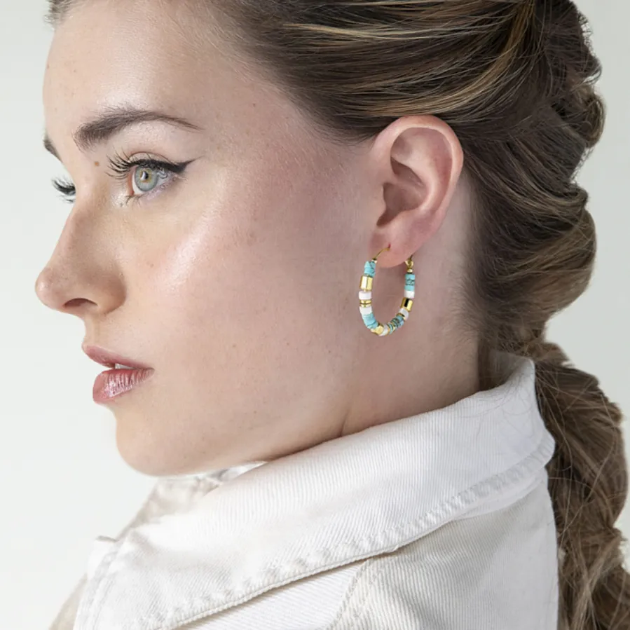 Pendientes de Plata de Ley 925 con Turquesa acabados en oro amarillo 18K - Ihun