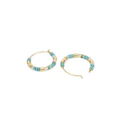 Pendientes de Plata de Ley 925 con Turquesa acabados en oro amarillo 18K - Ihun