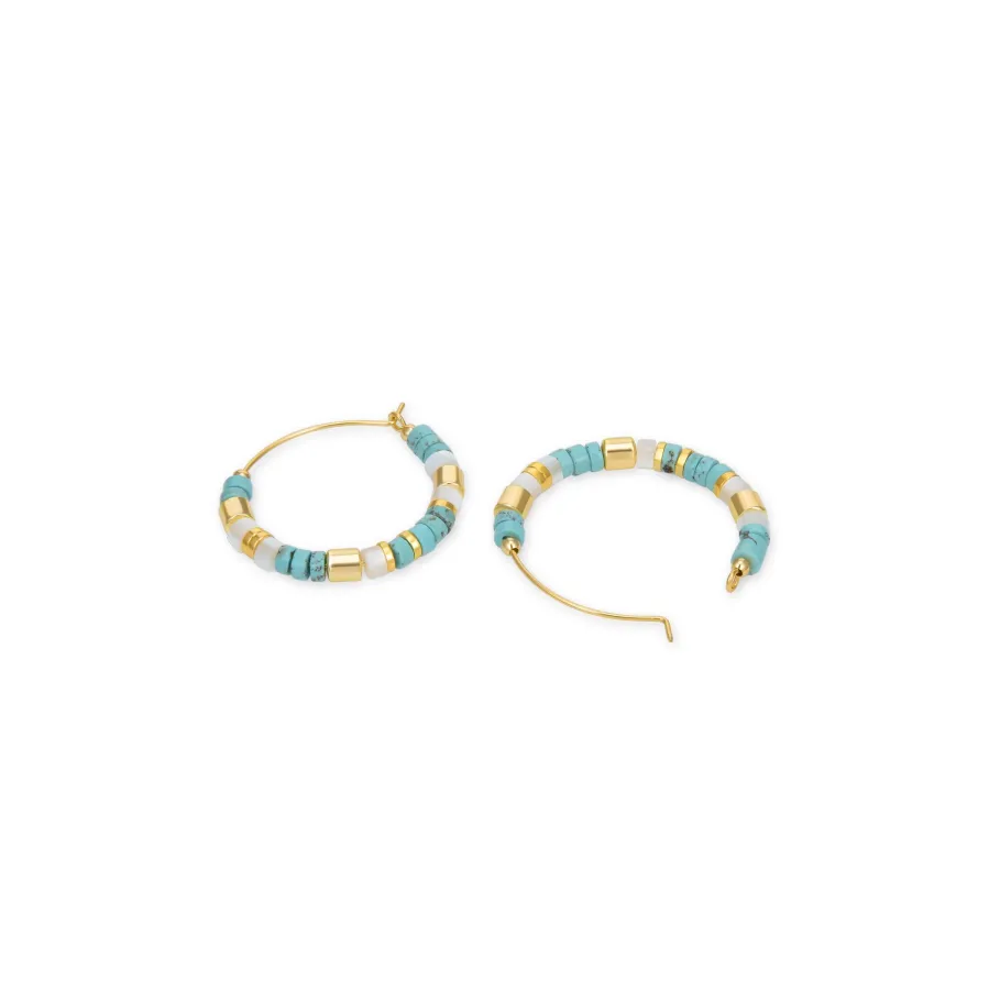 Pendientes de Plata de Ley 925 con Turquesa acabados en oro amarillo 18K - Ihun