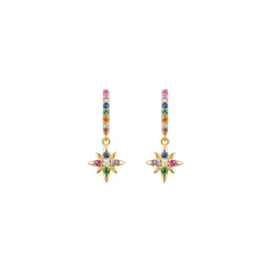 Pendientes de Plata de Ley 925 con Circonita Multicolor acabados en oro amarillo 18K - Siba