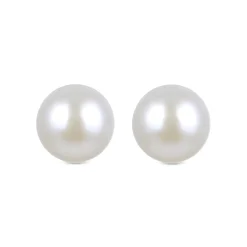 Pendientes de Plata de Ley 925 de 8mm con Perla Blanca acabados en rodio - Básico