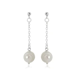 Pendientes de Plata de Ley 925 con Perla Blanca acabados en rodio - Kiarik