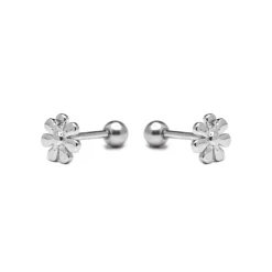 Pendientes de Plata de Ley 925 acabados en rodio - Flor