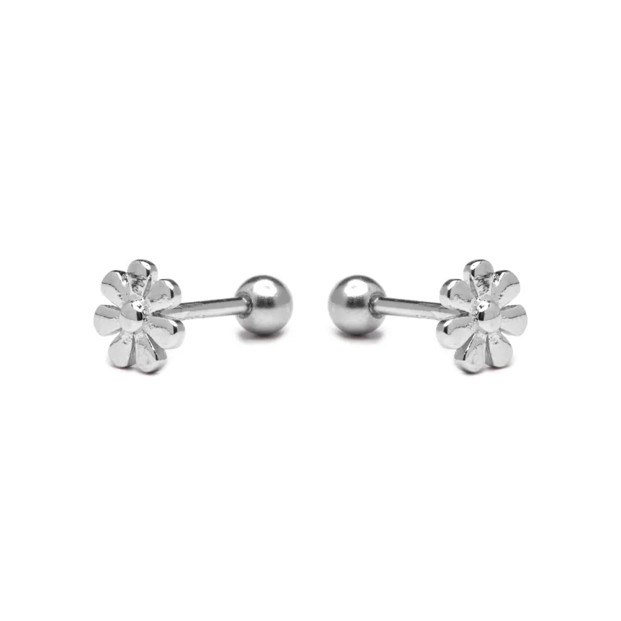 Pendientes de Plata de Ley 925 acabados en rodio - Flor