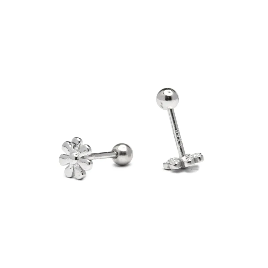 Pendientes de Plata de Ley 925 acabados en rodio - Flor