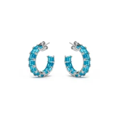Pendientes de Plata de Ley 925 y Circonita Topacio Azul acabado rodio - Syruo