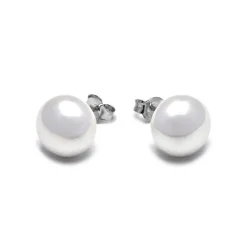 Pendientes de Plata de Ley 925 con Perla Blanca acabados en rodio - Nandi