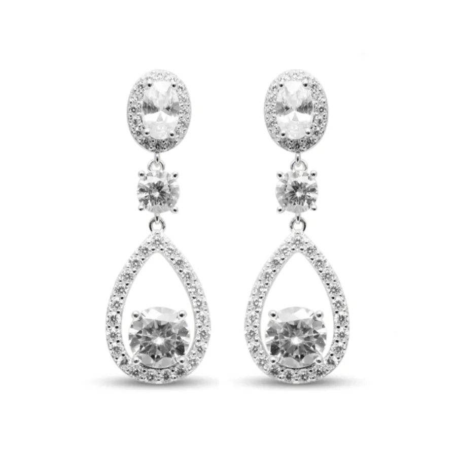 Pendientes de Plata de Ley 925 con Circonita Brillante acabados en rodio - Pane
