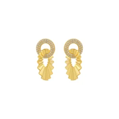 Pendientes de Plata de Ley 925 y Circonita Brillante acabado oro amarillo de 18k - Hafa
