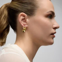 Pendientes de Plata de Ley 925 y Circonita Brillante acabado oro amarillo de 18k - Hafa