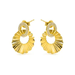 Pendientes de Plata de Ley 925 y Circonita Brillante acabado oro amarillo de 18k - Hafa