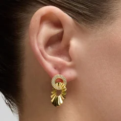 Pendientes de Plata de Ley 925 y Circonita Brillante acabado oro amarillo de 18k - Hafa