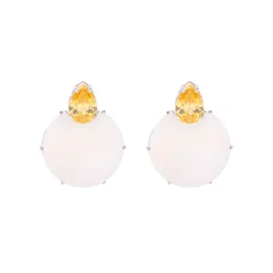 Pendientes de Plata de Ley 925 y Madreperla Blanca acabado oro amarillo de 18k - Mubi