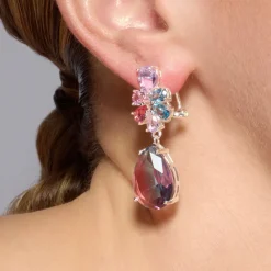 Pendientes de Plata de Ley 925 y Cuarzo Hidrotermal Azul Degradado acabado rodio - Kysion