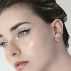 Pendientes de Plata de Ley 925 con Circonita Multicolor acabados en oro amarillo 18K - Thilak