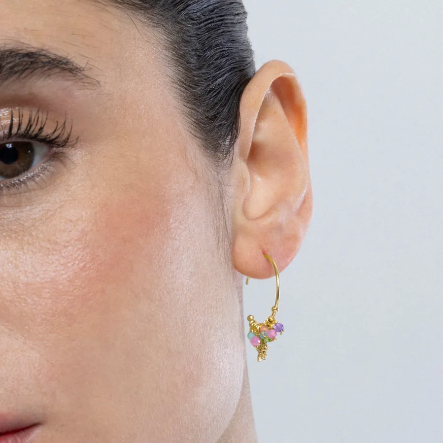 Pendientes de Plata de Ley 925 y Cristal Multicolor acabados en oro amarillo 18K - Estrella