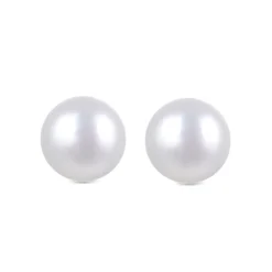 Pendientes de Plata de Ley 925 de 12mm con Perla Blanca acabados en rodio - Básico